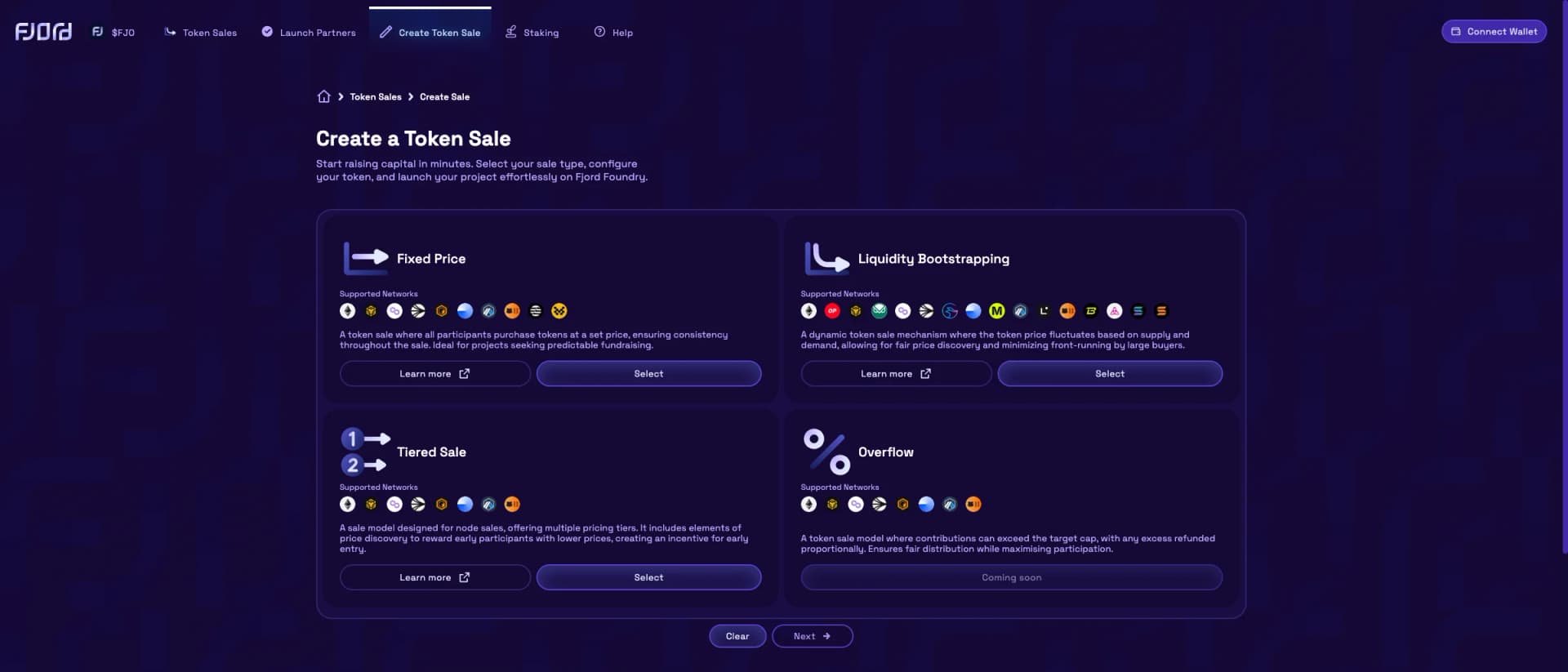 Fjord Foundry token sale platform interface