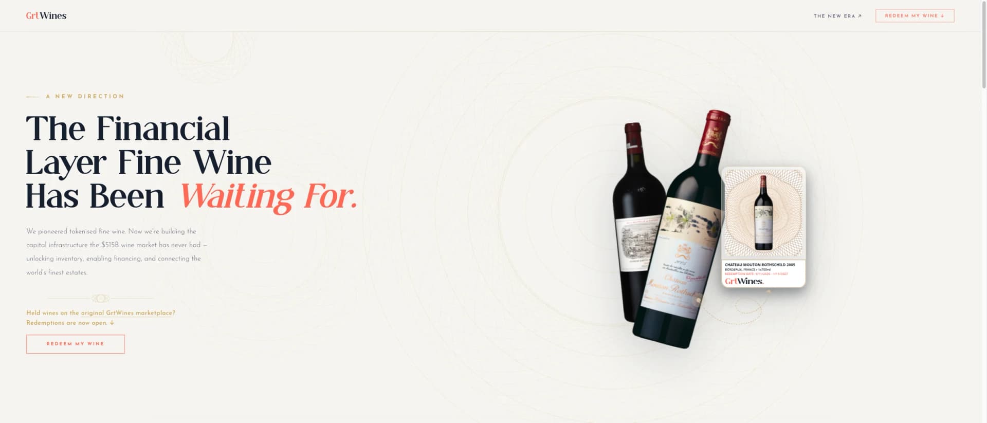 GrtWines NFT wine marketplace platform interface