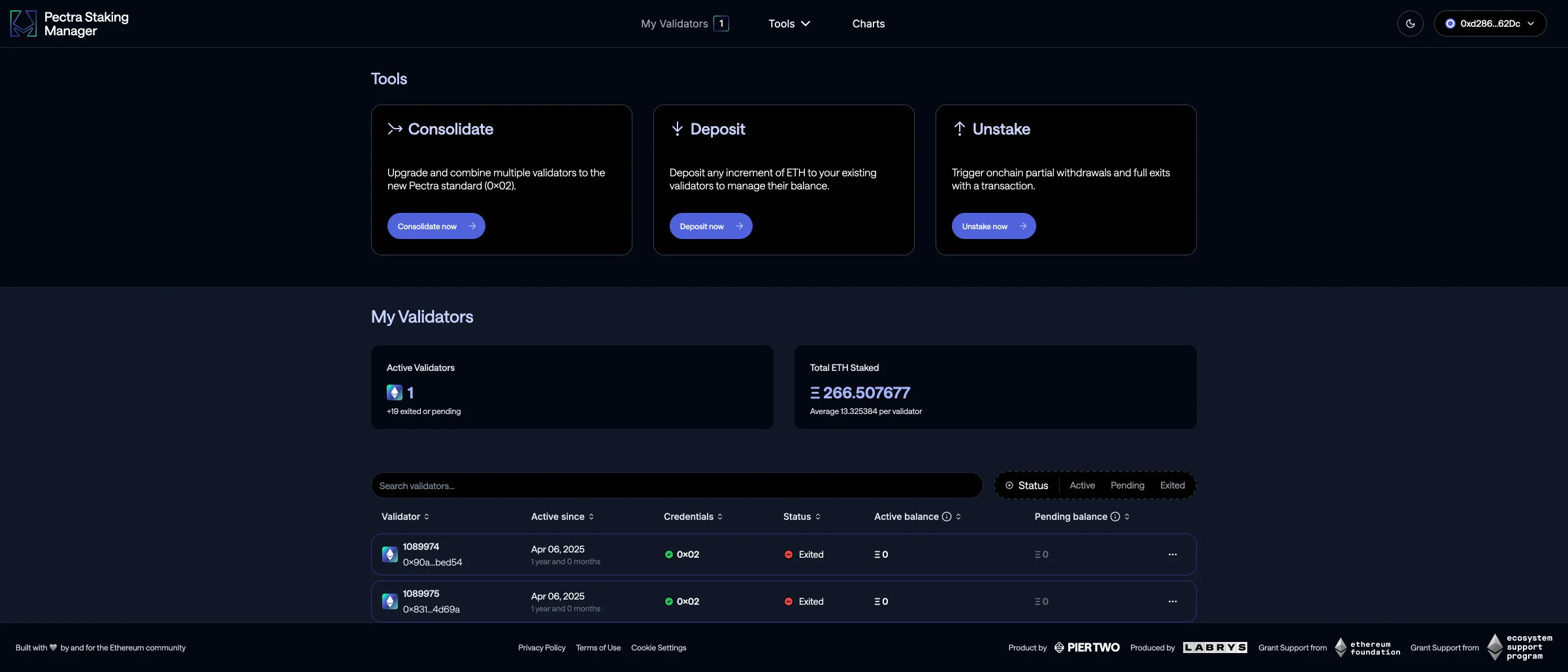 Pectra Staking Manager Ethereum validator management interface