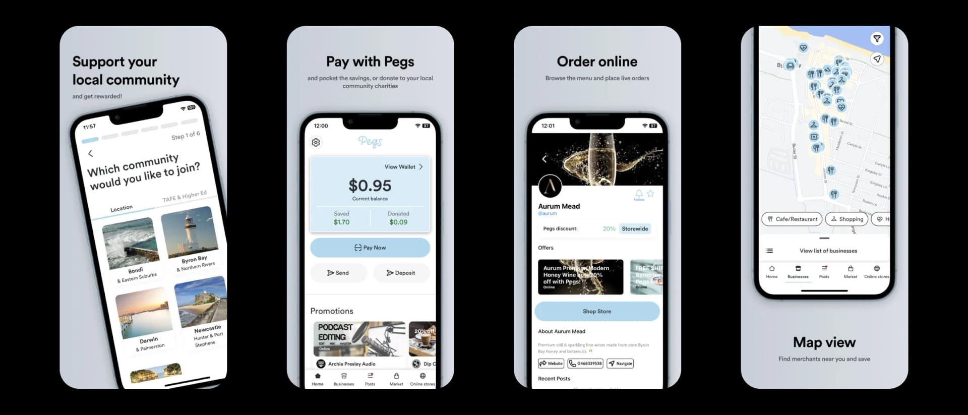 Pegs local commerce mobile application