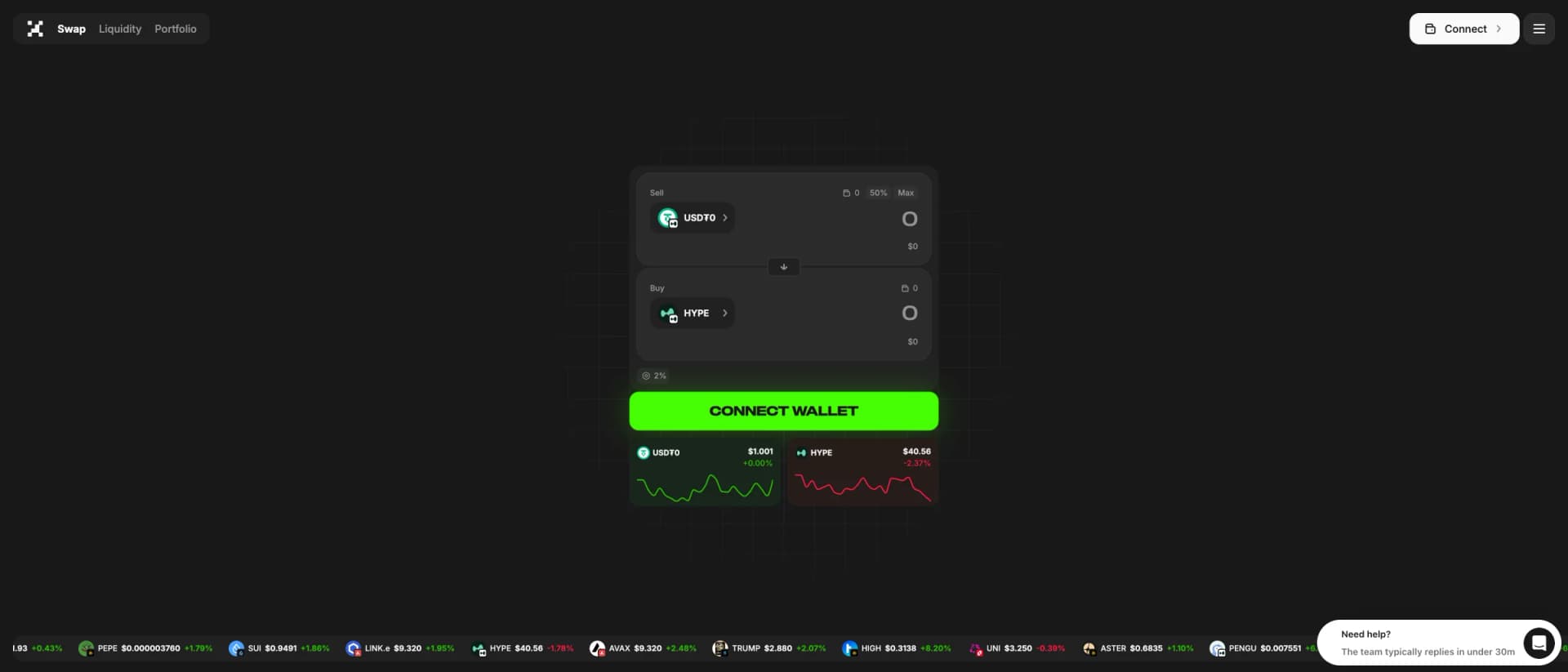 Project X HyperEVM DEX application interface